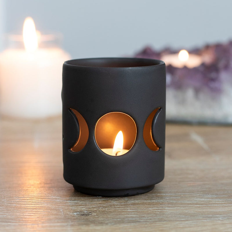 Black Triple Moon Cutout Tealight Holder