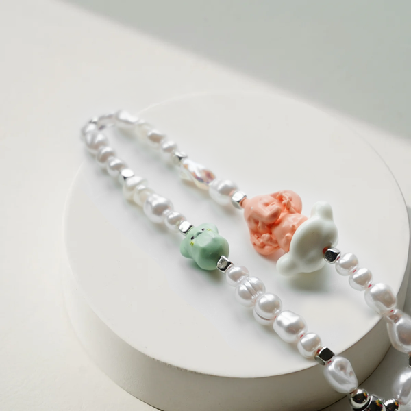 Pink Ganesha + Mint musika Phone Strap