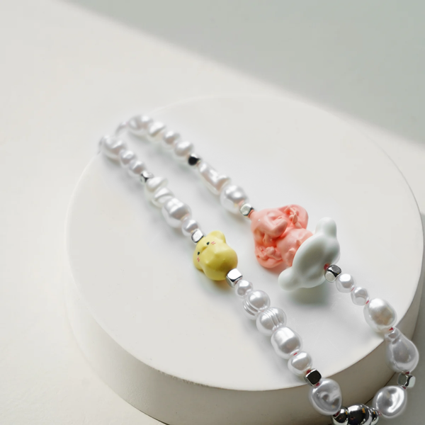 Pink Ganesha + Yellow musika Phone Strap