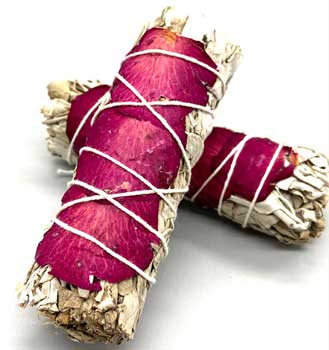 White Sage & Rose Petal smudge stick