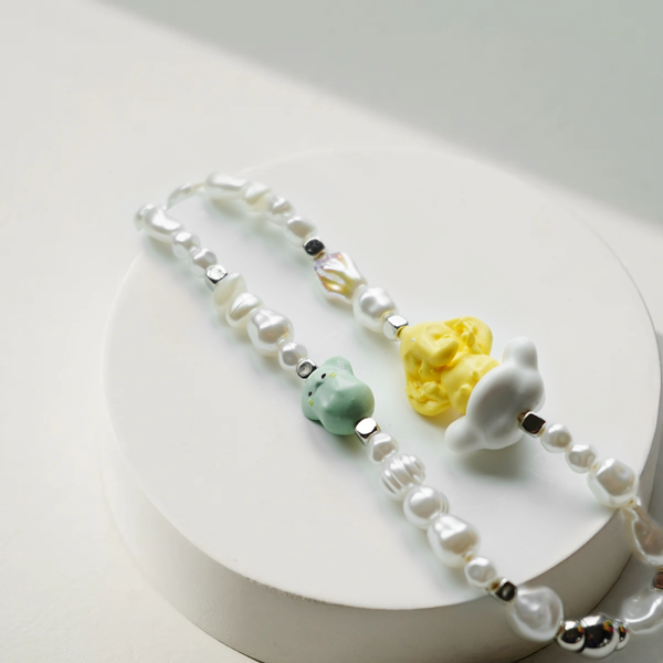 Yellow Ganesha + Mint musika Phone Strap