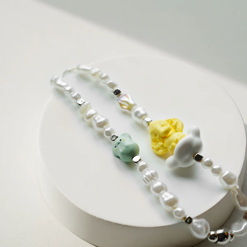 Yellow Ganesha + Mint musika Phone Strap